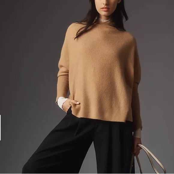 Maeve Sweaters - The Shea Oversized Boxy Cashmere Sweater by Maeve, oatmeal, Medium